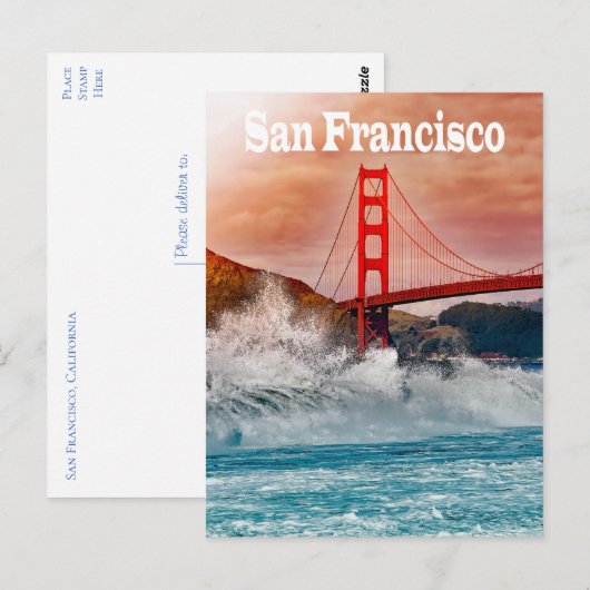 Golden Gate Bridge, San Francisco California, Vere Briefkaart (Voorkant / Achterkant)