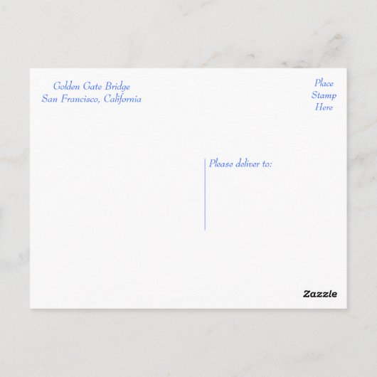 Golden Gate Bridge San Francisco, Californië CA Briefkaart (Achterkant)