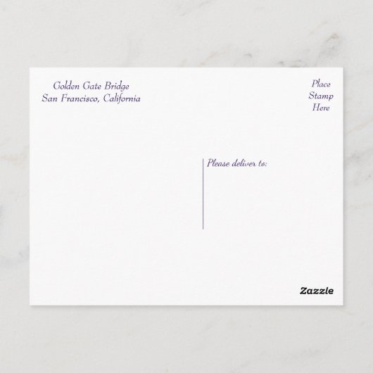 Golden Gate Bridge San Francisco, Californië CA Briefkaart (Achterkant)