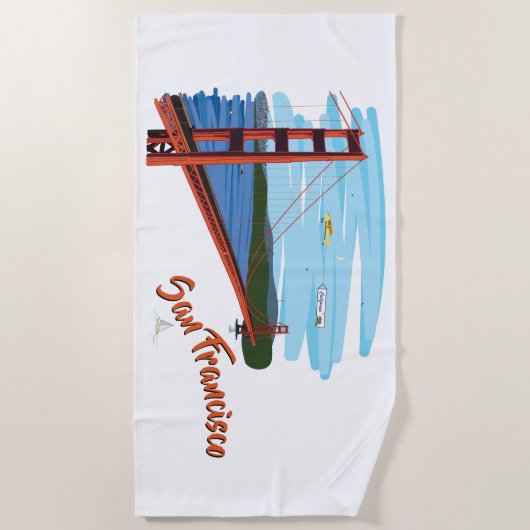 Golden Gate Bridge San Francisco Illustratie Strandlaken (Voorkant)