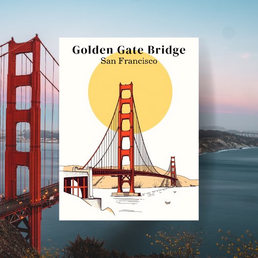 Golden Gate Bridge San Francisco Minimalistisch Briefkaart