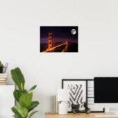 Golden Gate Bridge San Francisco Night Scenery Poster (Thuiskantoor)