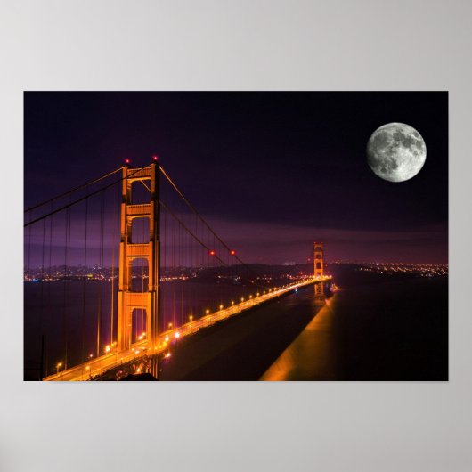 Golden Gate Bridge San Francisco Night Scenery Poster (Voorkant)