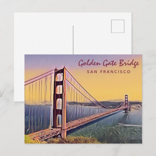 Golden Gate Bridge San Francisco  schilderen Briefkaart (Voorkant / Achterkant)