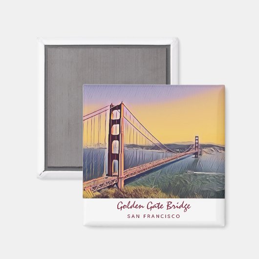 Golden Gate Bridge San Francisco  schilderen Magneet (Voorkant / Achterkant)