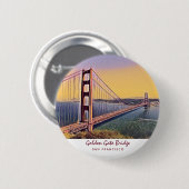 Golden Gate Bridge San Francisco  schilderen Ronde Button 5,7 Cm (Voorkant /achterkant)