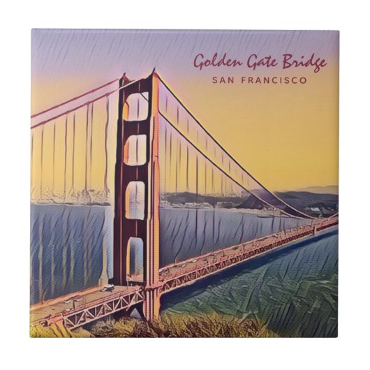 Golden Gate Bridge San Francisco  schilderen Tegeltje (Voorkant)