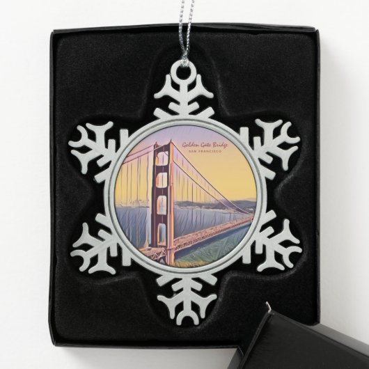 Golden Gate Bridge San Francisco  schilderen Tin Sneeuwvlok Ornament (Kistje)