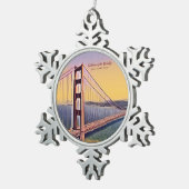 Golden Gate Bridge San Francisco  schilderen Tin Sneeuwvlok Ornament (Rechts)