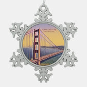 Golden Gate Bridge San Francisco  schilderen Tin Sneeuwvlok Ornament (Voorkant)
