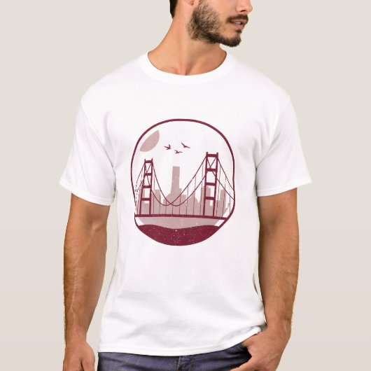 Golden Gate Bridge San Francisco Skyline T-shirt (Voorkant)