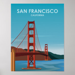 Golden Gate Bridge San Francisco Vintage Travel Poster
