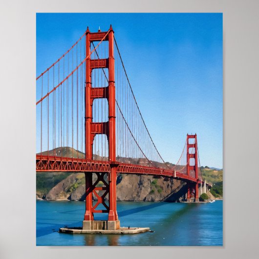 Golden Gate Bridge San Francisco Watercolor Poster (Voorkant)