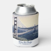 Golden Gate Bridge San Francisco Waterverf Art Blikjeskoeler (Blikje Voorkant)