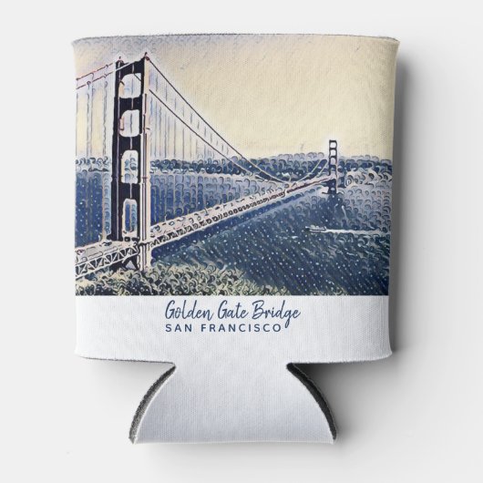 Golden Gate Bridge San Francisco Waterverf Art Blikjeskoeler (Voorkant)