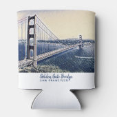 Golden Gate Bridge San Francisco Waterverf Art Blikjeskoeler (Achterkant)