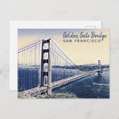 Golden Gate Bridge San Francisco Waterverf Art Briefkaart (Voorkant / Achterkant)