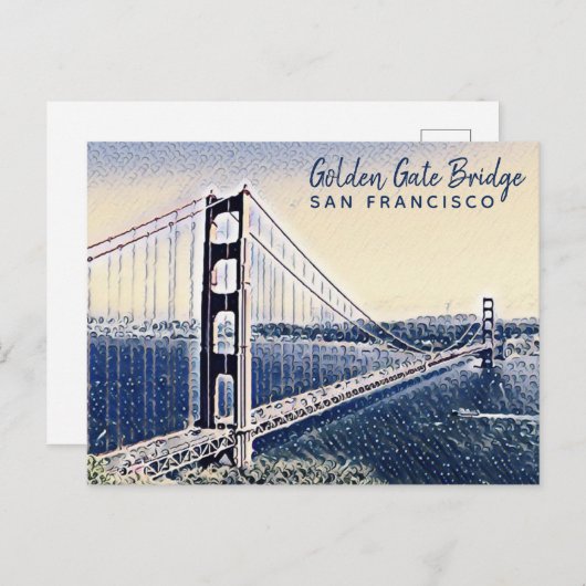 Golden Gate Bridge San Francisco Waterverf Art Briefkaart (Voorkant / Achterkant)