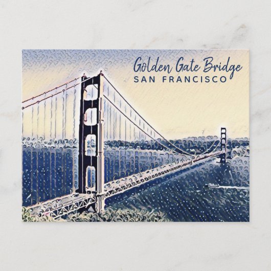 Golden Gate Bridge San Francisco Waterverf Art Briefkaart (Voorkant)