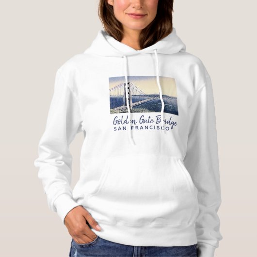 Golden Gate Bridge San Francisco Waterverf Art Hoodie (Voorkant)