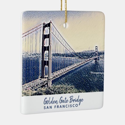 Golden Gate Bridge San Francisco Waterverf Art Keramisch Ornament (Rechts)