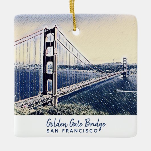 Golden Gate Bridge San Francisco Waterverf Art Keramisch Ornament (Voorkant)