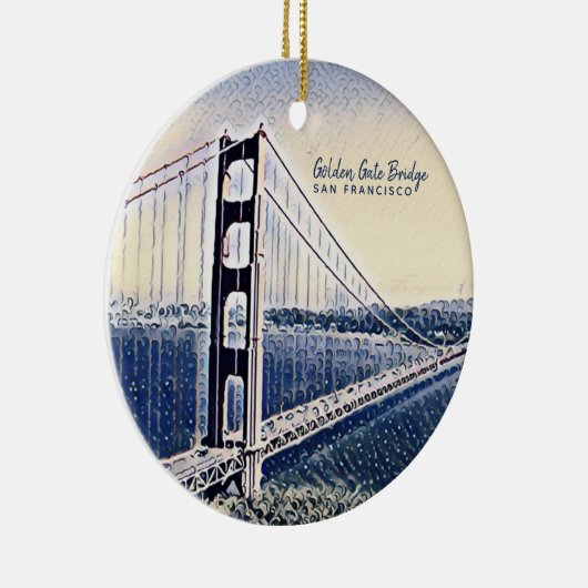 Golden Gate Bridge San Francisco Waterverf Art Keramisch Ornament (Rechts)