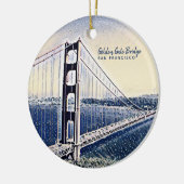 Golden Gate Bridge San Francisco Waterverf Art Keramisch Ornament (Links)