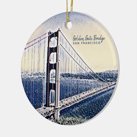 Golden Gate Bridge San Francisco Waterverf Art Keramisch Ornament (Links)