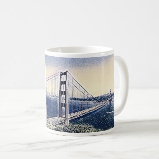 Golden Gate Bridge San Francisco Waterverf Art Koffiemok (Voorkant rechts)