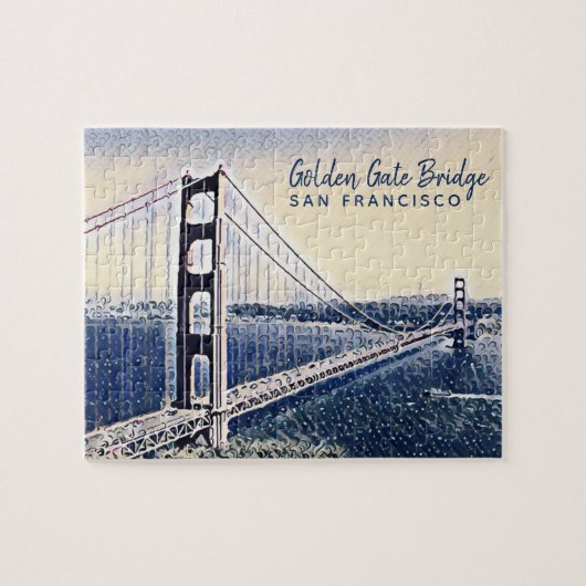 Golden Gate Bridge San Francisco Waterverf Art Legpuzzel (Horizontaal)