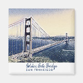 Golden Gate Bridge San Francisco Waterverf Art Magneet (Voorkant)