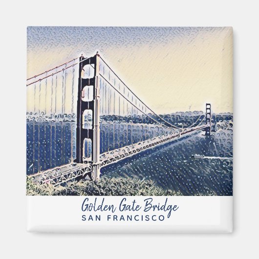 Golden Gate Bridge San Francisco Waterverf Art Magneet (Voorkant)