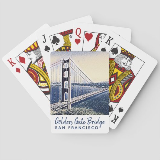 Golden Gate Bridge San Francisco Waterverf Art Pokerkaarten (Achterkant)