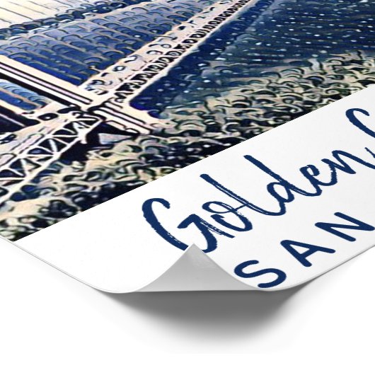 Golden Gate Bridge San Francisco Waterverf Art Poster (Hoek)