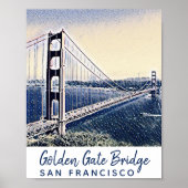 Golden Gate Bridge San Francisco Waterverf Art Poster (Voorkant)