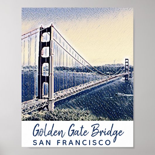 Golden Gate Bridge San Francisco Waterverf Art Poster (Voorkant)