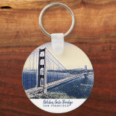 Golden Gate Bridge San Francisco Waterverf Art Sleutelhanger (Voorkant)