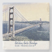 Golden Gate Bridge San Francisco Waterverf Art Stenen Onderzetter (Voorkant)