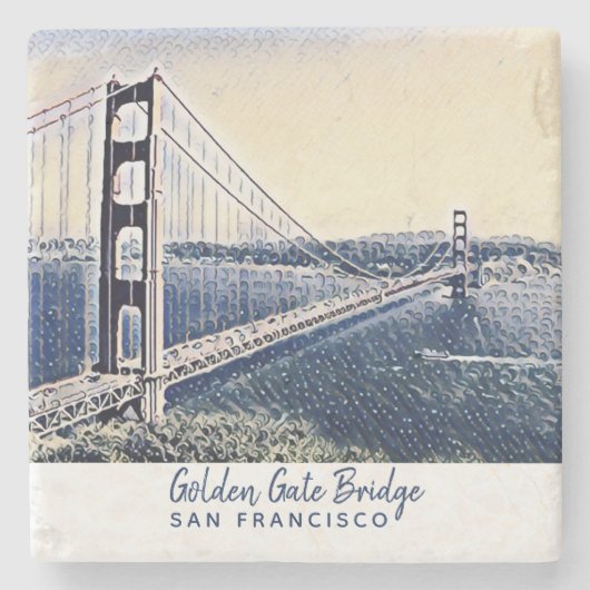 Golden Gate Bridge San Francisco Waterverf Art Stenen Onderzetter (Voorkant)