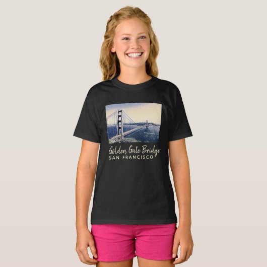 Golden Gate Bridge San Francisco Waterverf Art T-shirt (Voorkant volledig)
