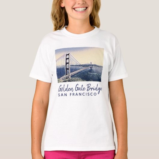 Golden Gate Bridge San Francisco Waterverf Art T-shirt (Voorkant)
