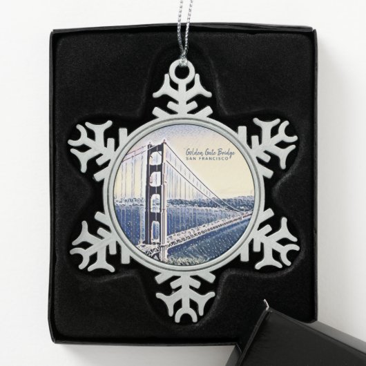 Golden Gate Bridge San Francisco Waterverf Art Tin Sneeuwvlok Ornament (Kistje)