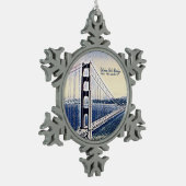 Golden Gate Bridge San Francisco Waterverf Art Tin Sneeuwvlok Ornament (Links)