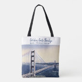 Golden Gate Bridge San Francisco Waterverf Art Tote Bag (Achterkant)