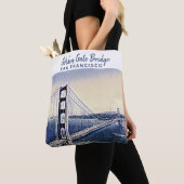 Golden Gate Bridge San Francisco Waterverf Art Tote Bag (Dichtbij)
