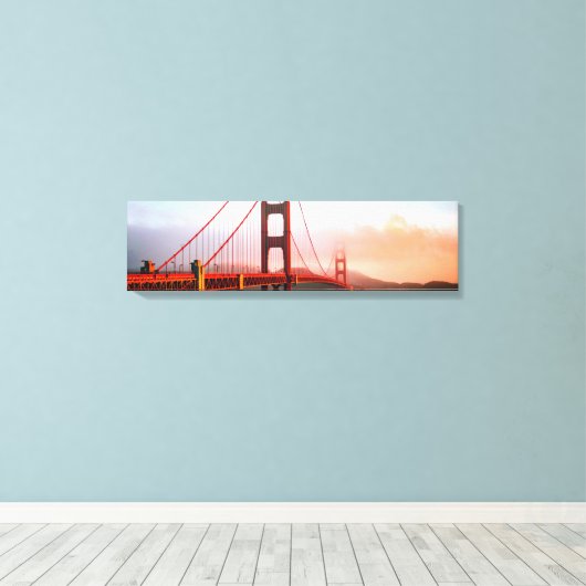 Golden Gate Bridge San Fransico Panoramic Canvas Afdruk (Insitu (Houten vloer))