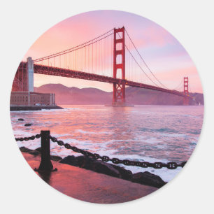 Golden Gate Bridge, schilderachtig foto Ronde Sticker
