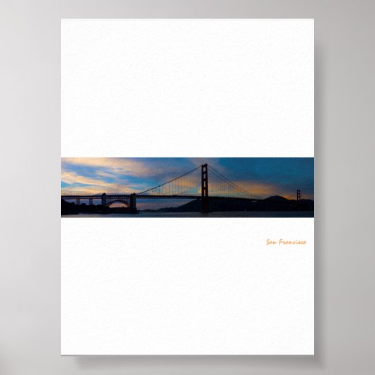 Golden Gate Bridge Sunset Panorama Poster (Voorkant)