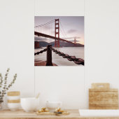 Golden Gate Bridge tegen bergen Poster (Keuken)
